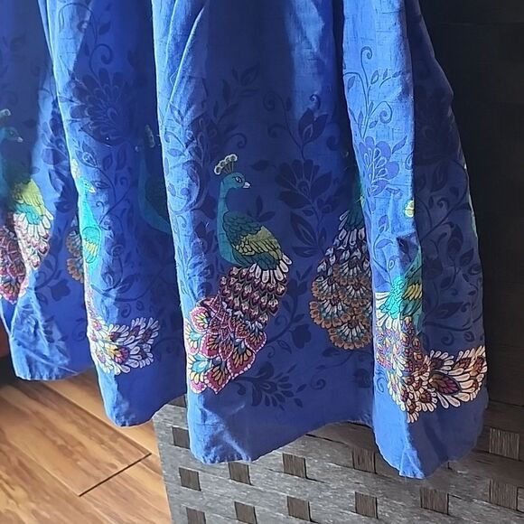 Heart Of Haute Blue Peacock Print Dress Size S - Picture 4 of 7